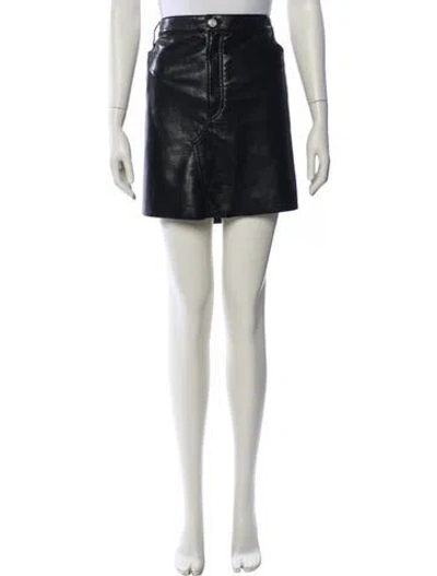 Pre-owned Frame Leather Mini Skirt In Black