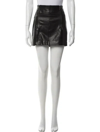 Pre-owned Frame Leather Mini Skirt In Black