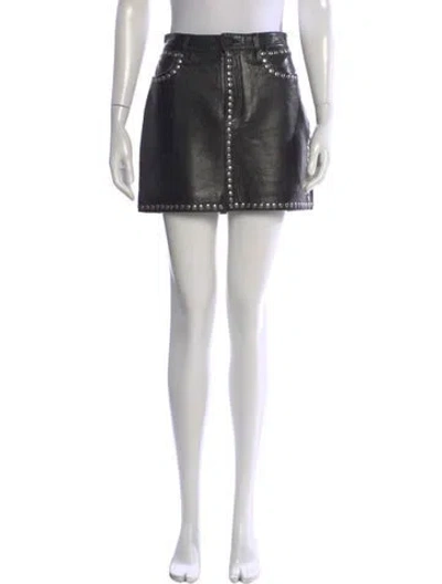Pre-owned Frame Leather Mini Skirt In Black
