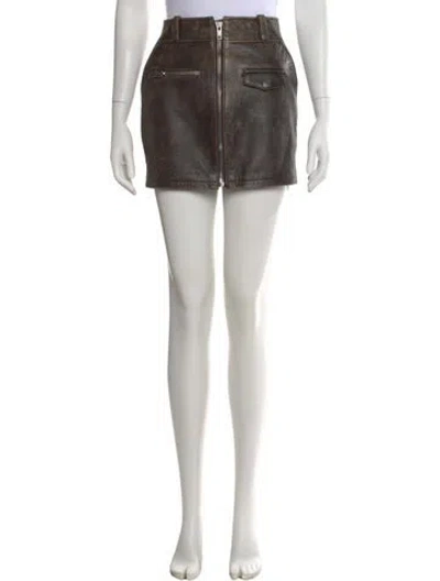 Pre-owned Frame Leather Mini Skirt In Black