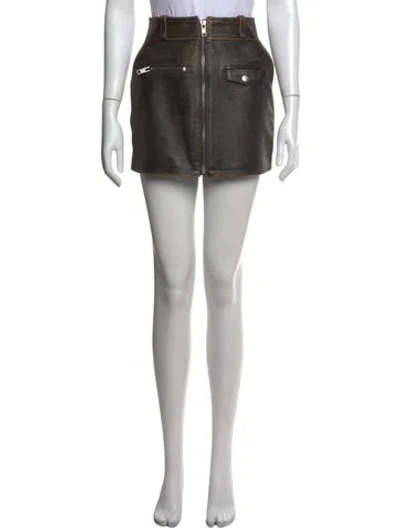 Pre-owned Frame Leather Mini Skirt In Black