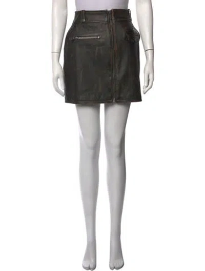 Pre-owned Frame Leather Mini Skirt In Black