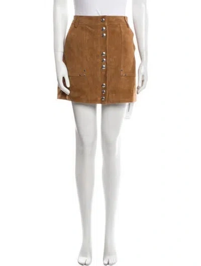 Pre-owned Frame Leather Mini Skirt In Brown