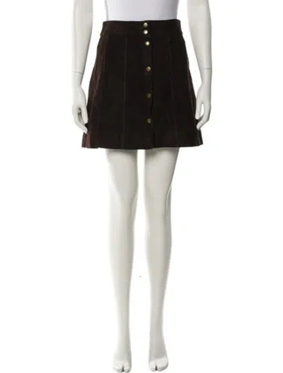 Pre-owned Frame Leather Mini Skirt In Brown