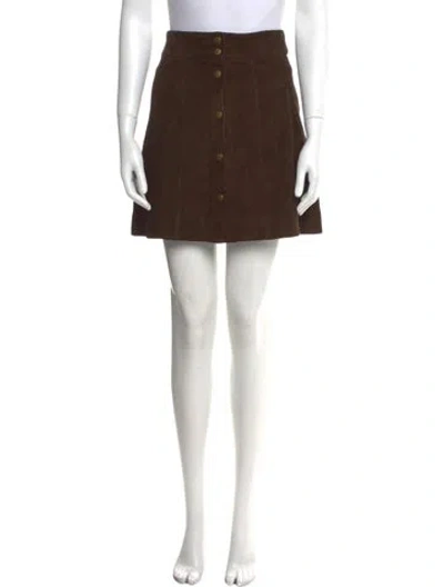 Pre-owned Frame Leather Mini Skirt In Brown