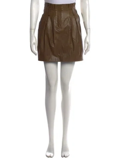 Pre-owned Frame Leather Mini Skirt In Green