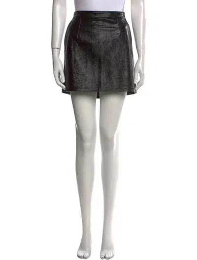 Pre-owned Frame Leather Mini Skirt W/ Tags In Black