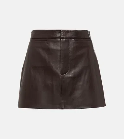 Frame Leather Miniskirt In Brown