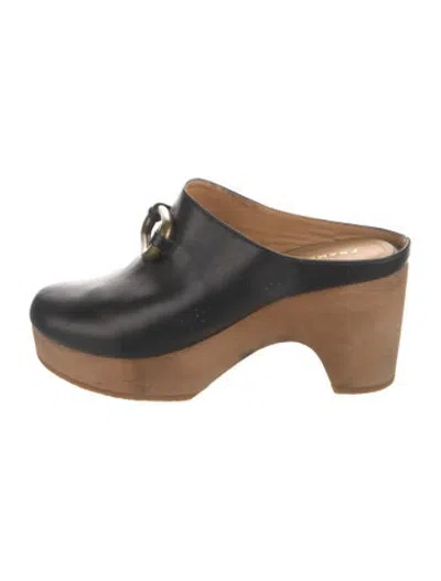 Pre-owned Frame Leather Mules In Black