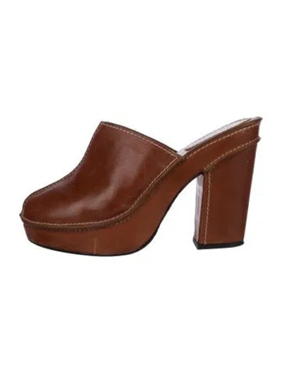 Pre-owned Frame Leather Mules In Brown