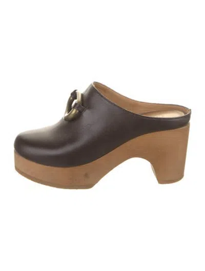 Pre-owned Frame Leather Mules In Brown