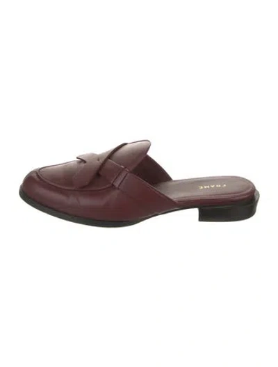Pre-owned Frame Leather Mules In Burgundy