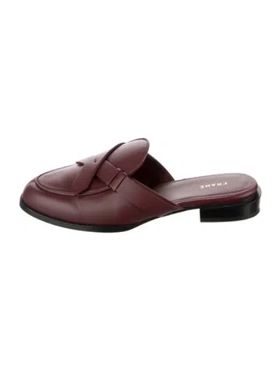 Pre-owned Frame Leather Mules In Burgundy