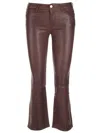 Frame Flared Leather Trousers In Bordeaux