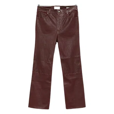 Frame Reboot Crop Leather Trousers In Brown