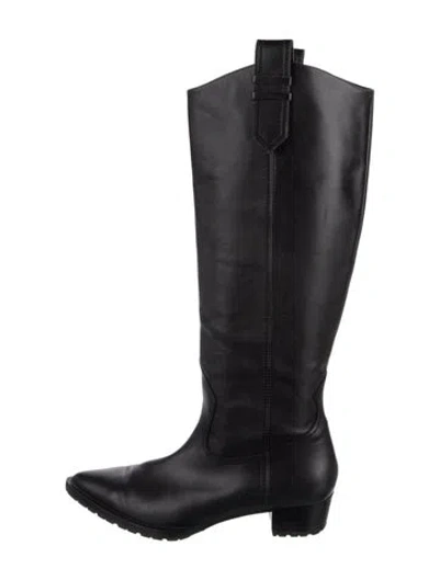 Pre-owned Frame Leather Riding Boots In Black
