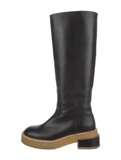 Pre-owned Frame Leather Riding Boots In Black