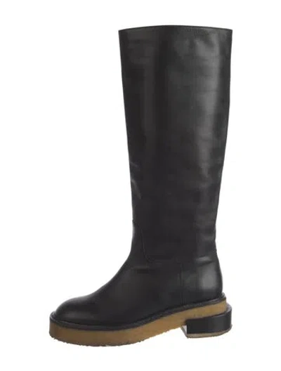 Pre-owned Frame Leather Riding Boots In Black