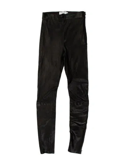 Pre-owned Frame Leather Skinny Leg Pants In Black