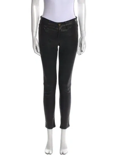 Pre-owned Frame Leather Skinny Leg Pants In Black