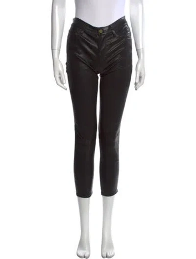 Pre-owned Frame Leather Skinny Leg Pants In Black