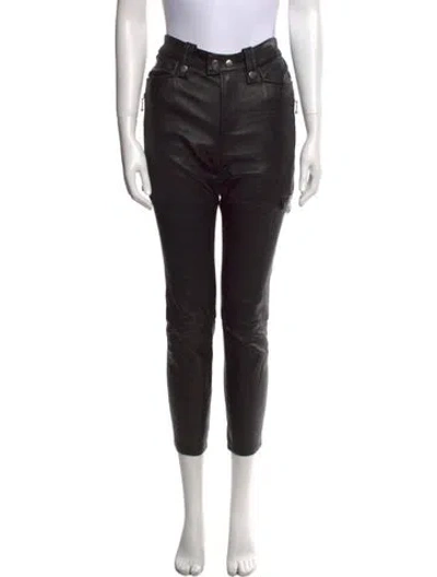 Pre-owned Frame Leather Skinny Leg Pants In Black