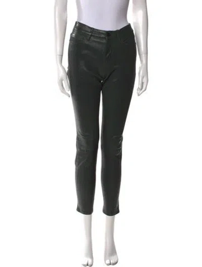 Pre-owned Frame Leather Skinny Leg Pants In Black
