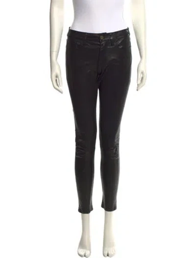 Pre-owned Frame Leather Skinny Leg Pants In Black