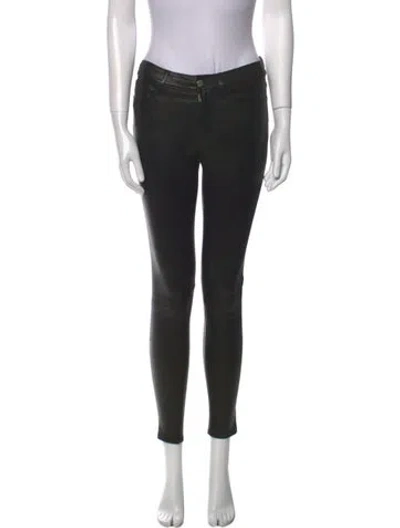 Pre-owned Frame Leather Skinny Leg Pants In Black