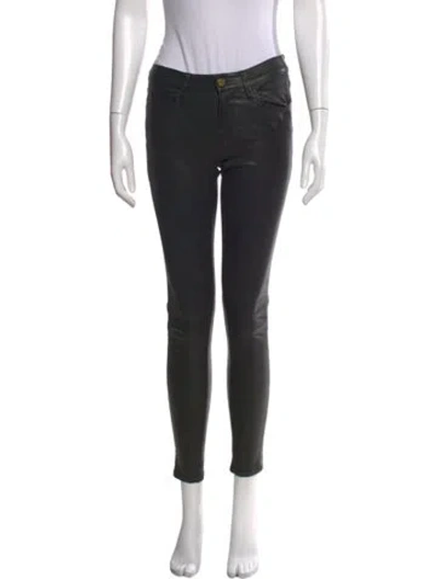 Pre-owned Frame Leather Skinny Leg Pants In Black