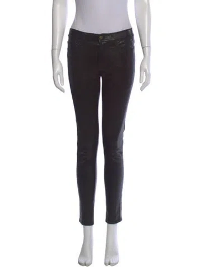Pre-owned Frame Leather Skinny Leg Pants In Black
