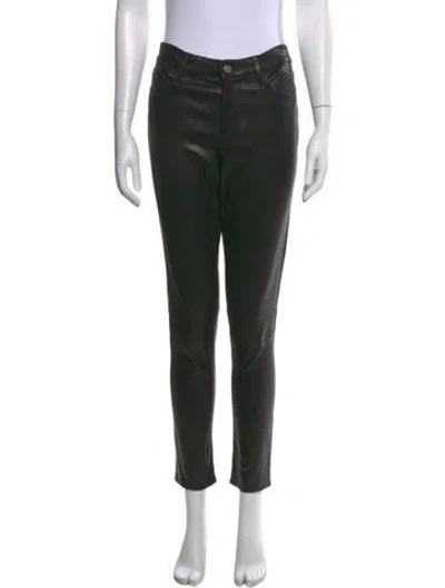 Pre-owned Frame Leather Skinny Leg Pants In Black