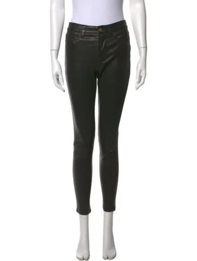Pre-owned Frame Leather Skinny Leg Pants In Black