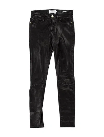 Pre-owned Frame Leather Skinny Leg Pants In Black