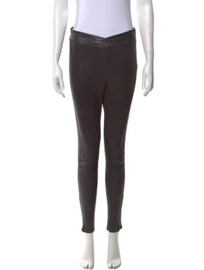 Pre-owned Frame Leather Skinny Leg Pants In Brown