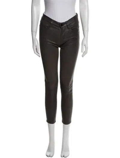 Pre-owned Frame Leather Skinny Leg Pants In Brown