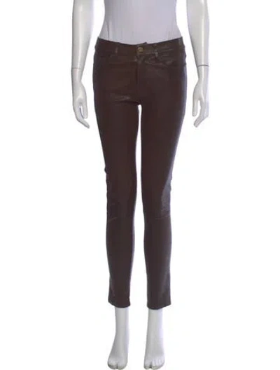 Pre-owned Frame Leather Skinny Leg Pants In Brown