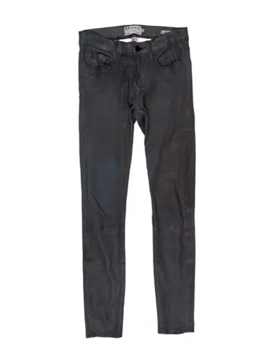 Pre-owned Frame Leather Skinny Leg Pants In Gray