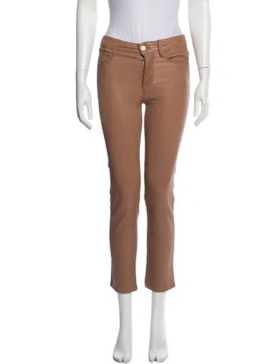 Pre-owned Frame Leather Skinny Leg Pants In Neutral