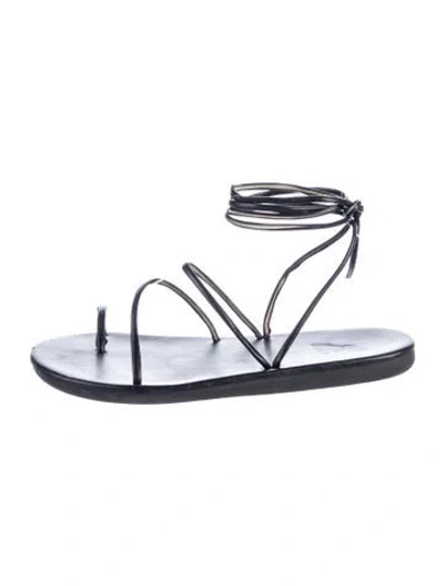 Pre-owned Frame Leather Slides In Black