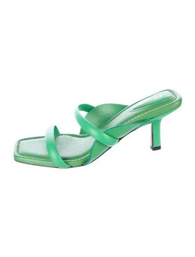 Pre-owned Frame Leather Slides In Green