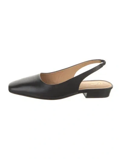 Pre-owned Frame Leather Slingback Flats In Black