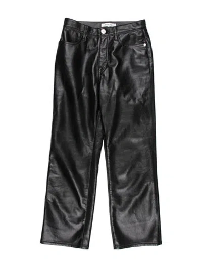 Pre-owned Frame Leather Straight Leg Pants In Black