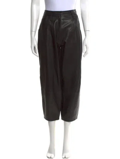 Pre-owned Frame Leather Straight Leg Pants In Black