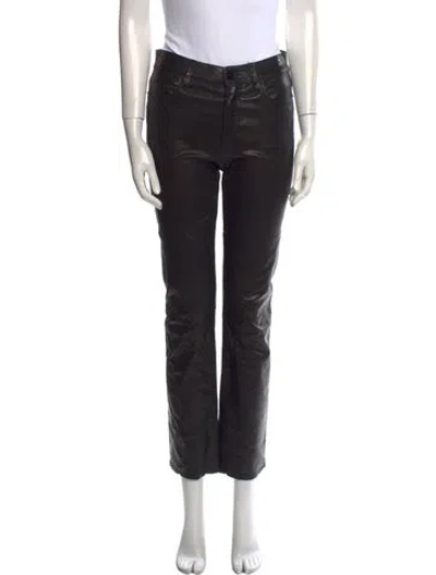 Pre-owned Frame Leather Straight Leg Pants In Black