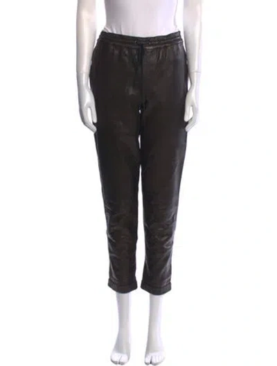 Pre-owned Frame Leather Straight Leg Pants In Black