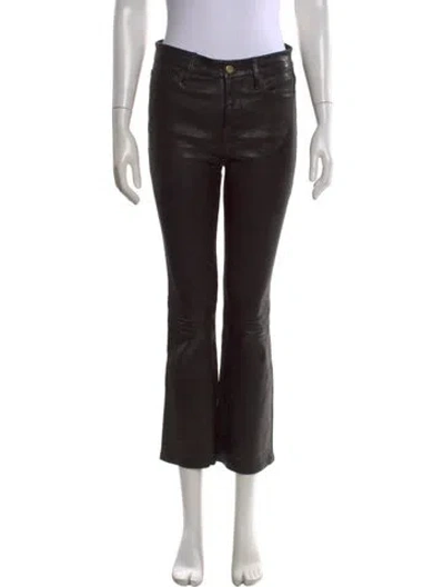 Pre-owned Frame Leather Straight Leg Pants In Black