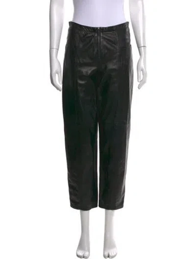 Pre-owned Frame Leather Straight Leg Pants In Black