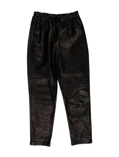Pre-owned Frame Leather Straight Leg Pants In Black