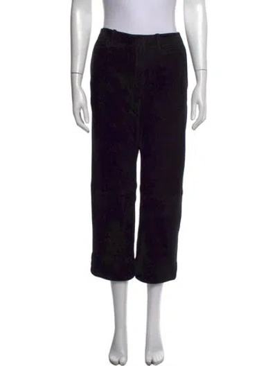 Pre-owned Frame Leather Straight Leg Pants In Blue